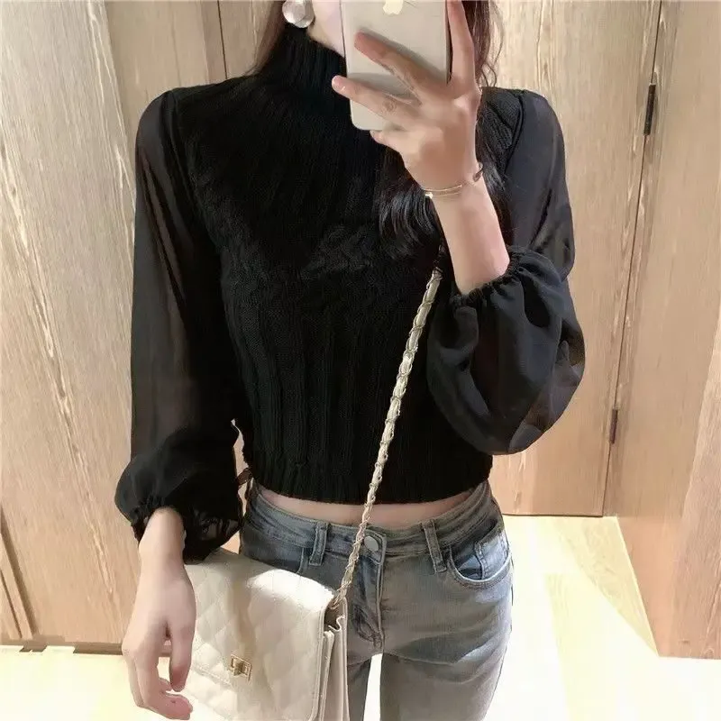 Women's Modern Knitted Sweater Vest with Transparent Sleeves | Ideal for Autumn/Winter