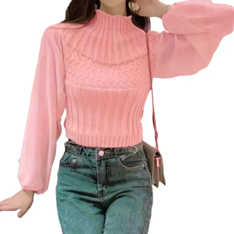 Women's Modern Knitted Sweater Vest with Transparent Sleeves | Ideal for Autumn/Winter