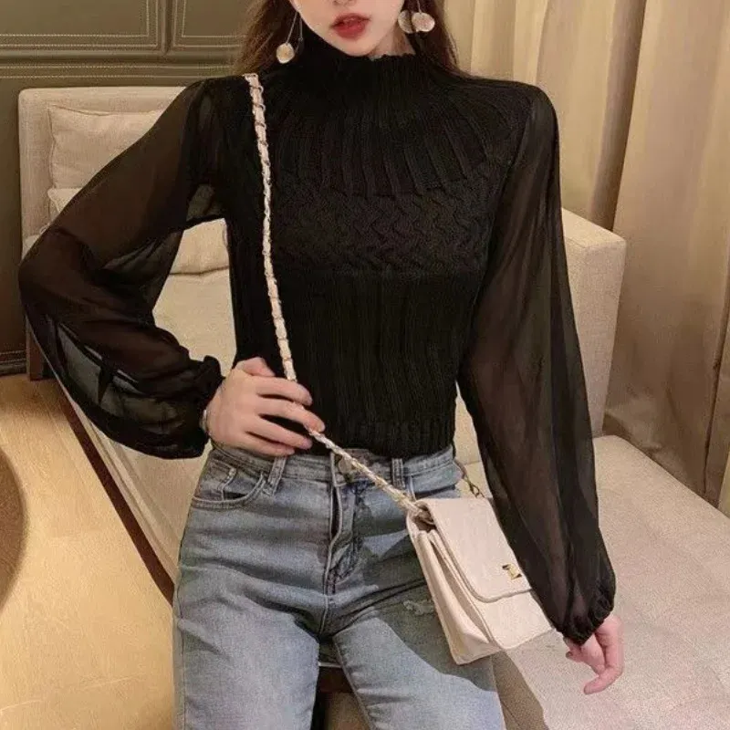 Women's Modern Knitted Sweater Vest with Transparent Sleeves | Ideal for Autumn/Winter