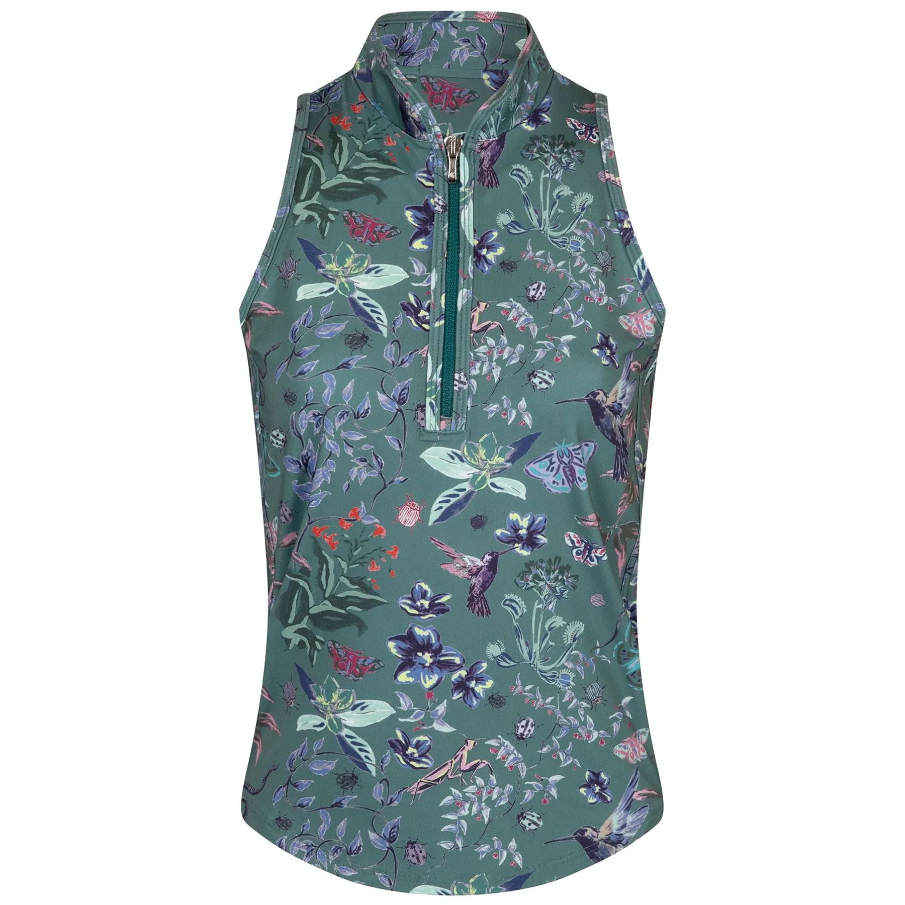 Womens Whimsical World Sleeveless Vesta Mock Neck Top Marsh - SU24