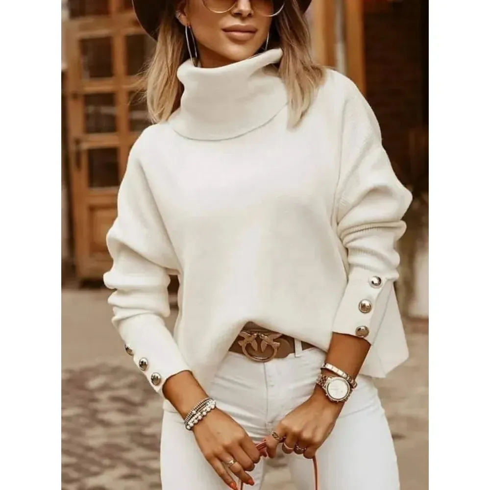 Women's Winter Soft Warm Knitted Turtleneck Pullover Sweater