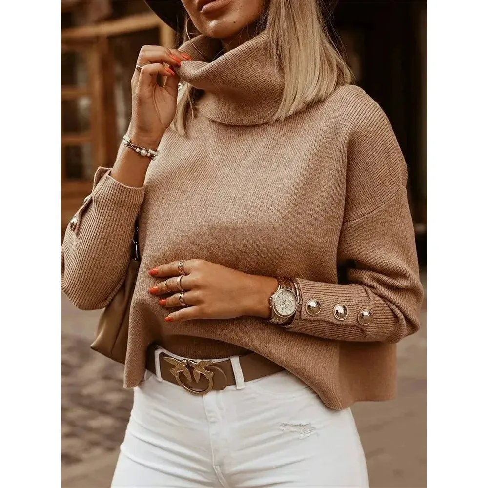 Women's Winter Soft Warm Knitted Turtleneck Pullover Sweater